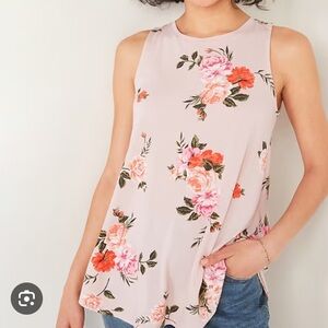 Old Navy Floral Tank Top in Light Pink with Coral Accents